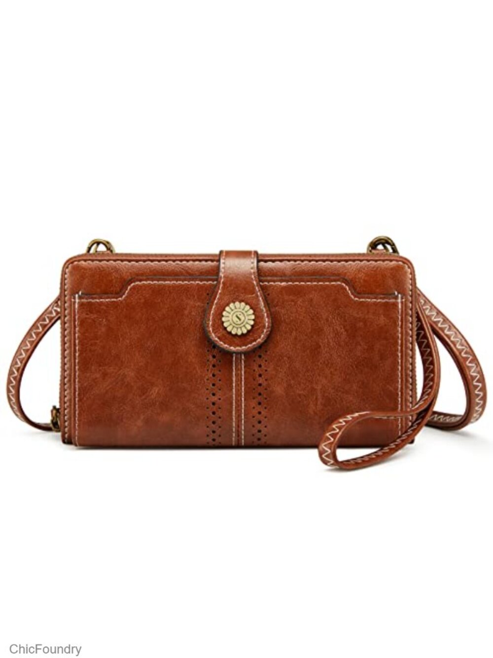 S-ZONE Faux Leather RFID Blocking Crossbody Wristlet Wallet with 2 Straps